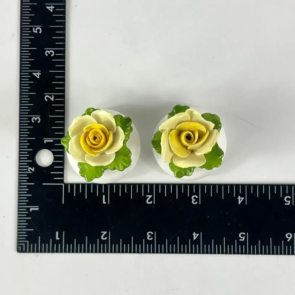 Aynsley Yellow Rose Salt Pepper Shakers English Fine Bone China Flower NO PLUGS